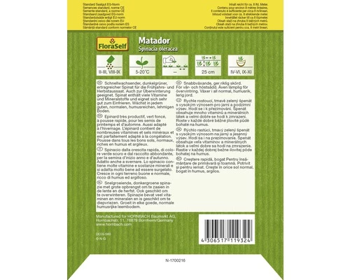 FLORASELF® Spinazie Matador Groentezaden 4 FLORASELF® Spinazie Matador Groentezaden - Afbeelding 2