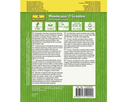 FLORASELF® Peterselie Mooskrause 2 Grandeur Kruidenzaden 4 FLORASELF® Peterselie Mooskrause 2 Grandeur Kruidenzaden - Afbeelding 2