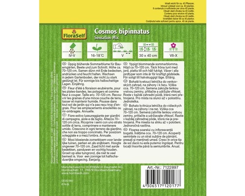 FLORASELF® Sensations Mix Cosmos Bipinnatus Bloemenzaden 4 FLORASELF® Sensations Mix Cosmos Bipinnatus Bloemenzaden - Afbeelding 2