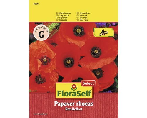 FLORASELF® Papaver Rood-felrood Papaver Rhoeas Bloemenzaden 3 FLORASELF® Papaver Rood-felrood Papaver Rhoeas Bloemenzaden